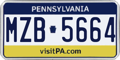 PA license plate MZB5664