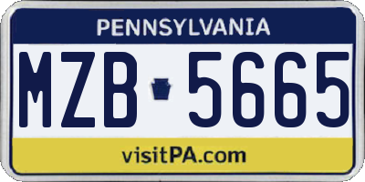 PA license plate MZB5665