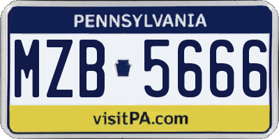 PA license plate MZB5666