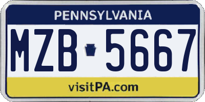 PA license plate MZB5667