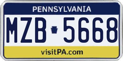 PA license plate MZB5668
