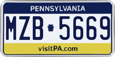 PA license plate MZB5669