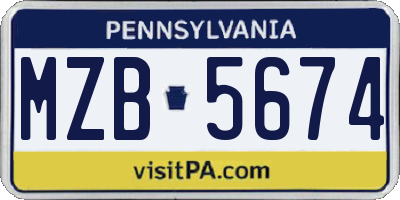 PA license plate MZB5674