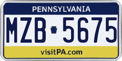 PA license plate MZB5675