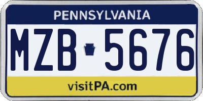 PA license plate MZB5676