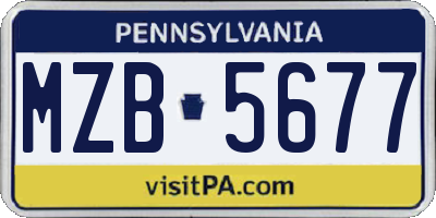 PA license plate MZB5677