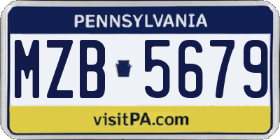 PA license plate MZB5679