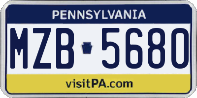 PA license plate MZB5680