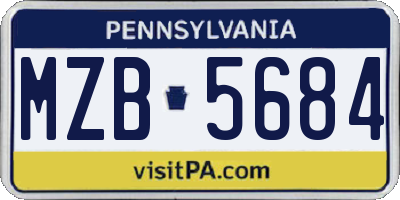 PA license plate MZB5684
