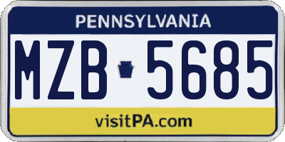 PA license plate MZB5685