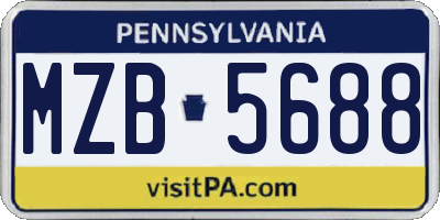 PA license plate MZB5688