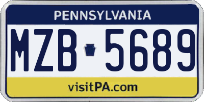 PA license plate MZB5689