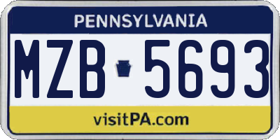 PA license plate MZB5693