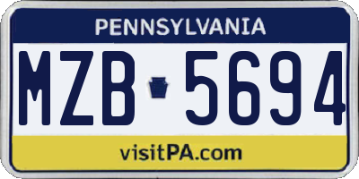PA license plate MZB5694
