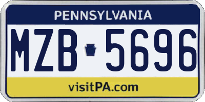 PA license plate MZB5696