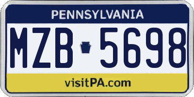 PA license plate MZB5698