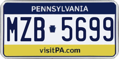 PA license plate MZB5699