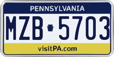 PA license plate MZB5703