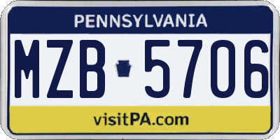 PA license plate MZB5706