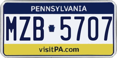 PA license plate MZB5707