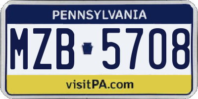 PA license plate MZB5708