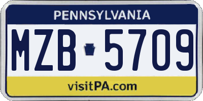 PA license plate MZB5709