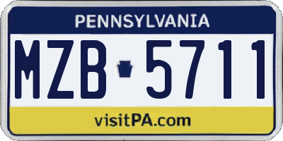PA license plate MZB5711