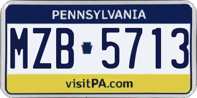 PA license plate MZB5713