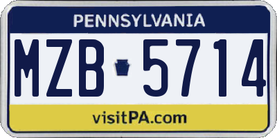 PA license plate MZB5714