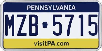 PA license plate MZB5715