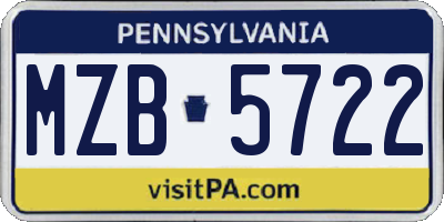 PA license plate MZB5722