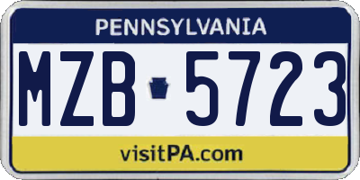 PA license plate MZB5723