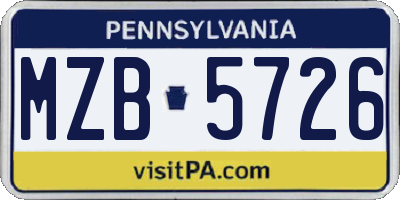 PA license plate MZB5726