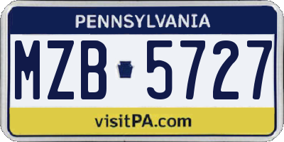 PA license plate MZB5727
