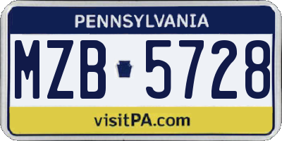 PA license plate MZB5728