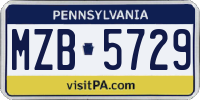 PA license plate MZB5729