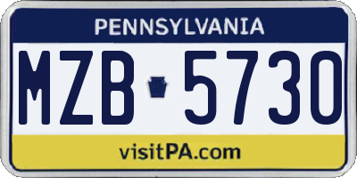 PA license plate MZB5730