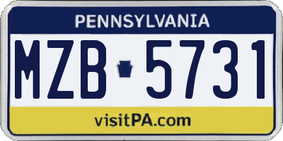 PA license plate MZB5731