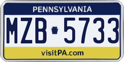 PA license plate MZB5733