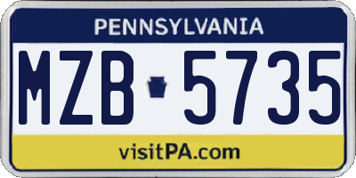 PA license plate MZB5735