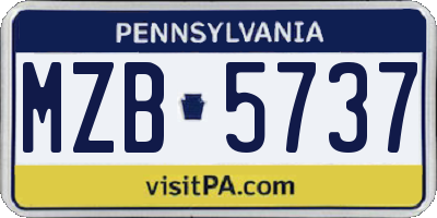 PA license plate MZB5737