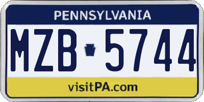 PA license plate MZB5744
