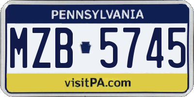 PA license plate MZB5745