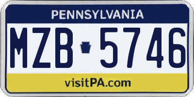PA license plate MZB5746