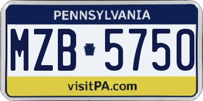 PA license plate MZB5750