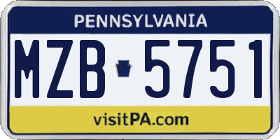 PA license plate MZB5751