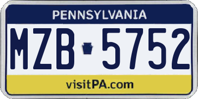 PA license plate MZB5752