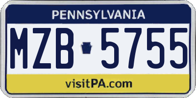 PA license plate MZB5755
