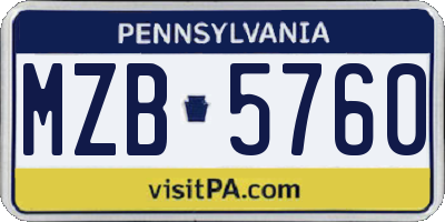 PA license plate MZB5760