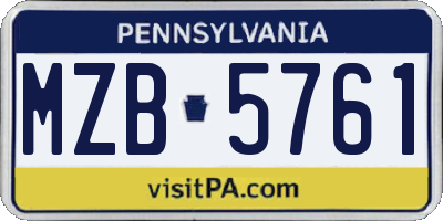 PA license plate MZB5761